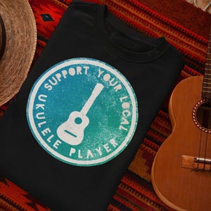 Laptop Decoration Sticker Waterproof Vinyl Decal Music Art Design Ukulele Player Theme Bubble Free Adhesive High Opacity Construction Gift For Musicians Island Melodies Vintage Style Nostalgic Music Lover Present Instrument Enthusiast