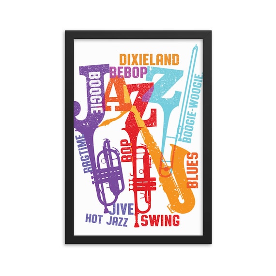 Musical Jazz Framed Poster: Colorful Music Styles