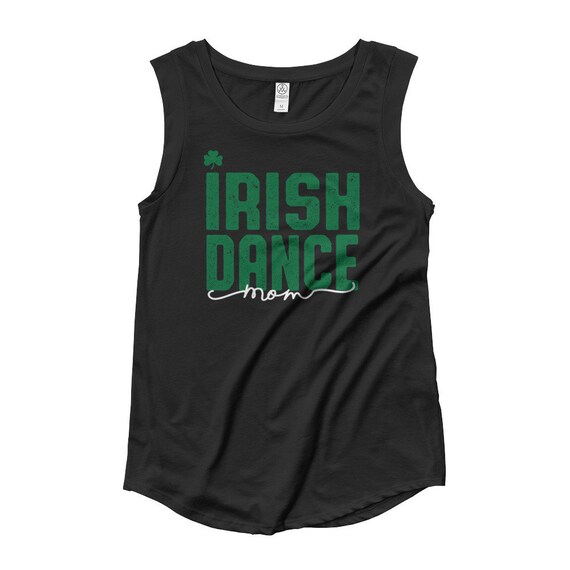 Irish Dance Mom Shamrock Cap Sleeve Tee, Scoop Neck