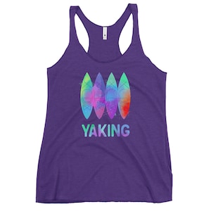 Kayaking, Yaking Racerback Tank, Kayak Lover Gift, Printed Workout Top for Women, Unique Outdoor Tank Top for Beach