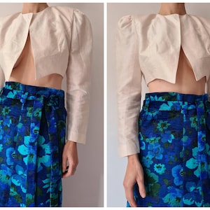 S Vintage raw silk bolero jacket
