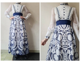 Vintage handmade prairie maxi dress s