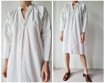 Antique white linnen nightgown dress M