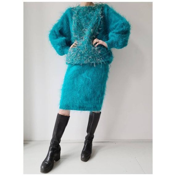Vintage mohair handmade fluffy jumper top M
