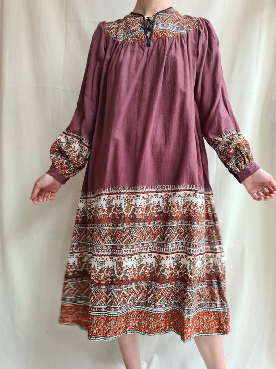 Vintage indian cotton deadstock seventies dress (… - image 5