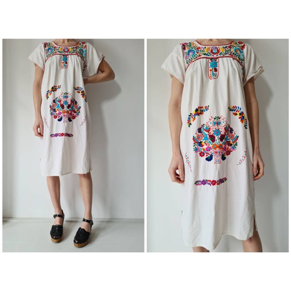 Vintage Mexican Oaxaca embroidery dress S