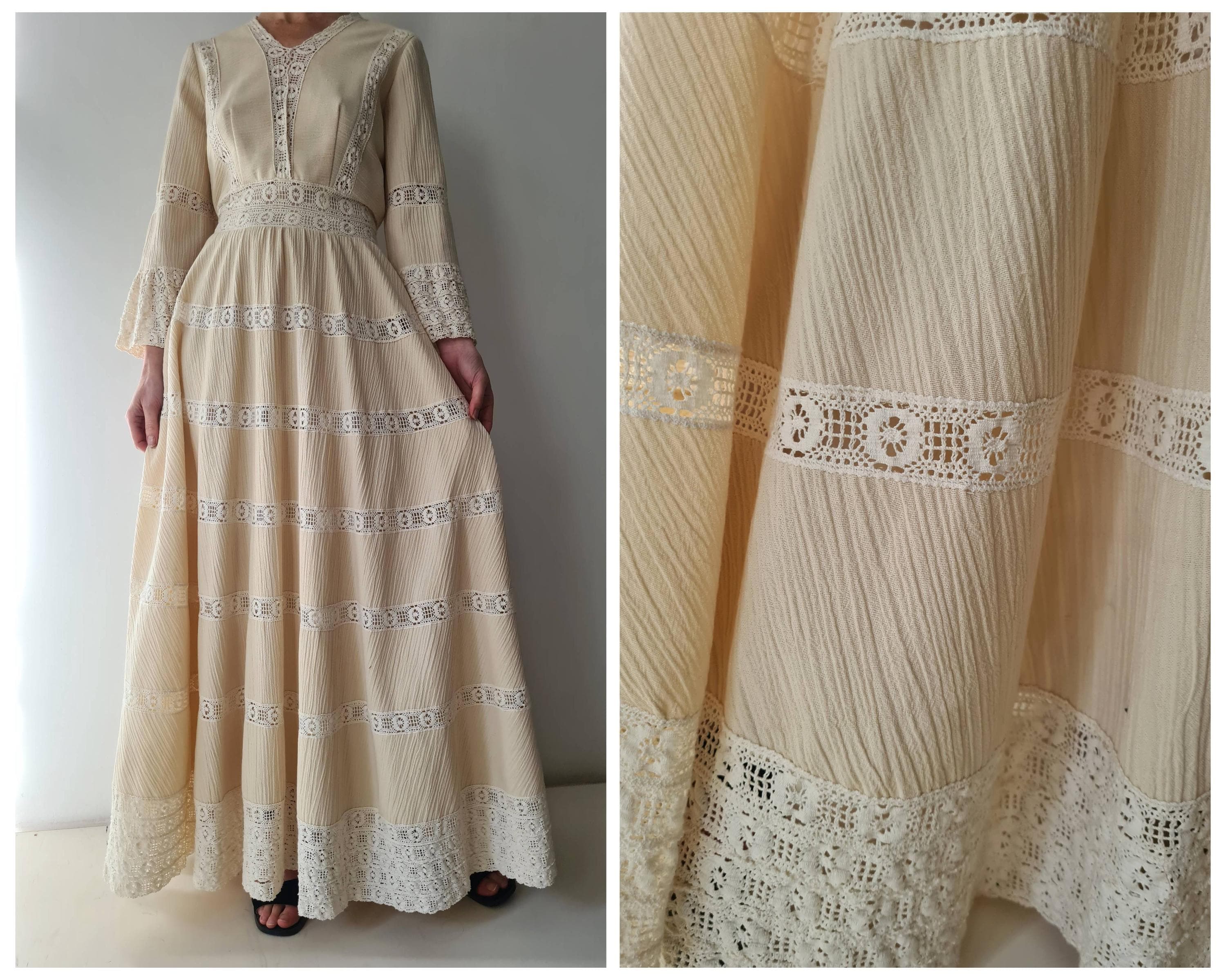 Vintage Mexican Style Wedding Maxi Dress