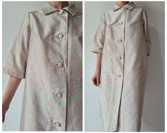 Vintage jaren zestig gebloemde zomerjas gewaad M
