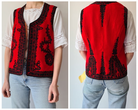 Vintage Romanian deadstock wool vest gilet waistc… - image 1