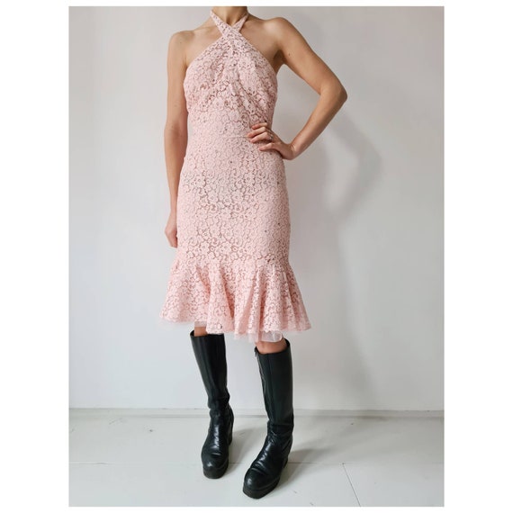 Vintage miami pink pastel cocktail dress xs