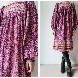 M Vintage seventies indian cotton blockprint dress