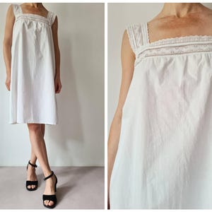 M Vintage antique french white cotton nightgown dress
