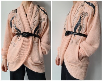 S M Vintage wollen jaren '80 gevoerd vestjasje met kralen