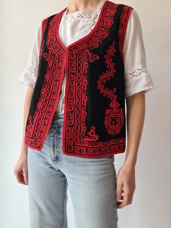 Vintage romanian deadstock wool embroidery waistc… - image 7