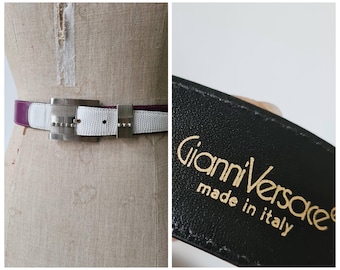 Vintage Gianni Versace 1980er Ledergürtel mit Gürtelschnalle