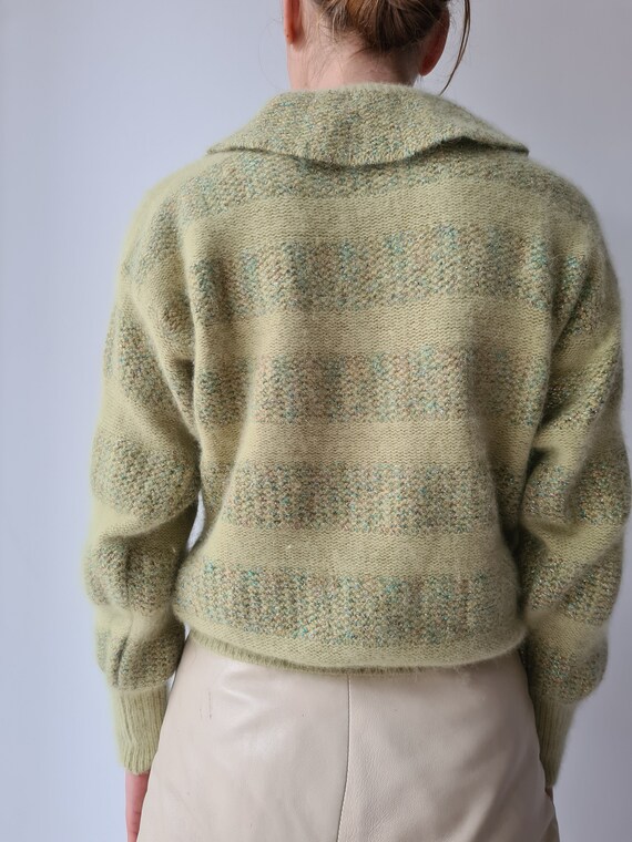 Vintage fluffy angora wool cropped knit pullover S - image 8