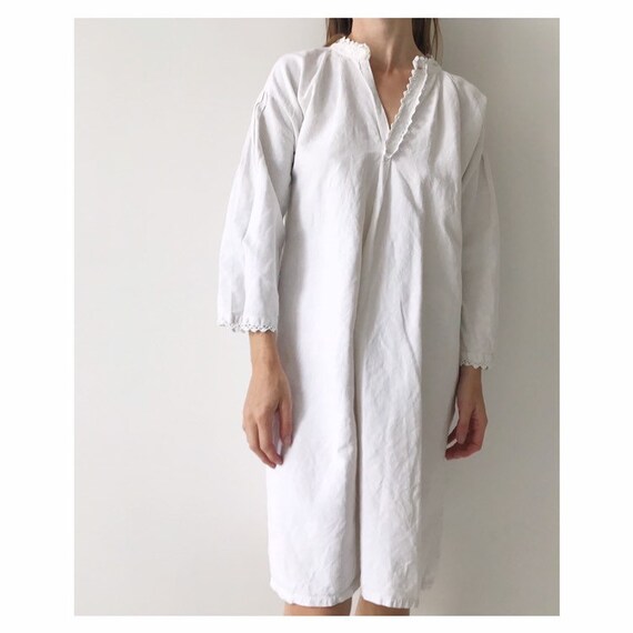 Vintage antique french cotton woven night gown sle