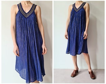 Xs to M Vintage greek lurex gauze sun dress