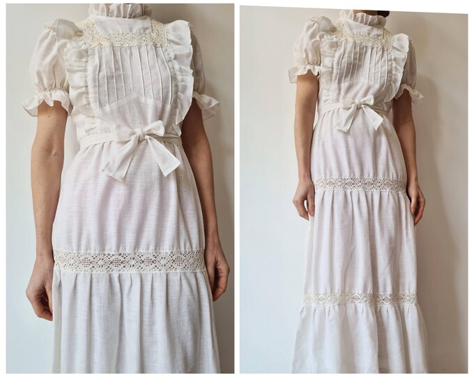 The Maisie ~ Stunning Handmade Lavender 70s Cotton Prairie Dress