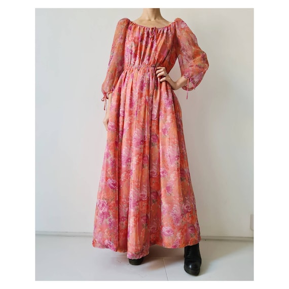 Vintage maxi floral bohemian floral dress s m