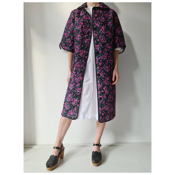 vintage 60-ies quilted floral housecoat duster rob