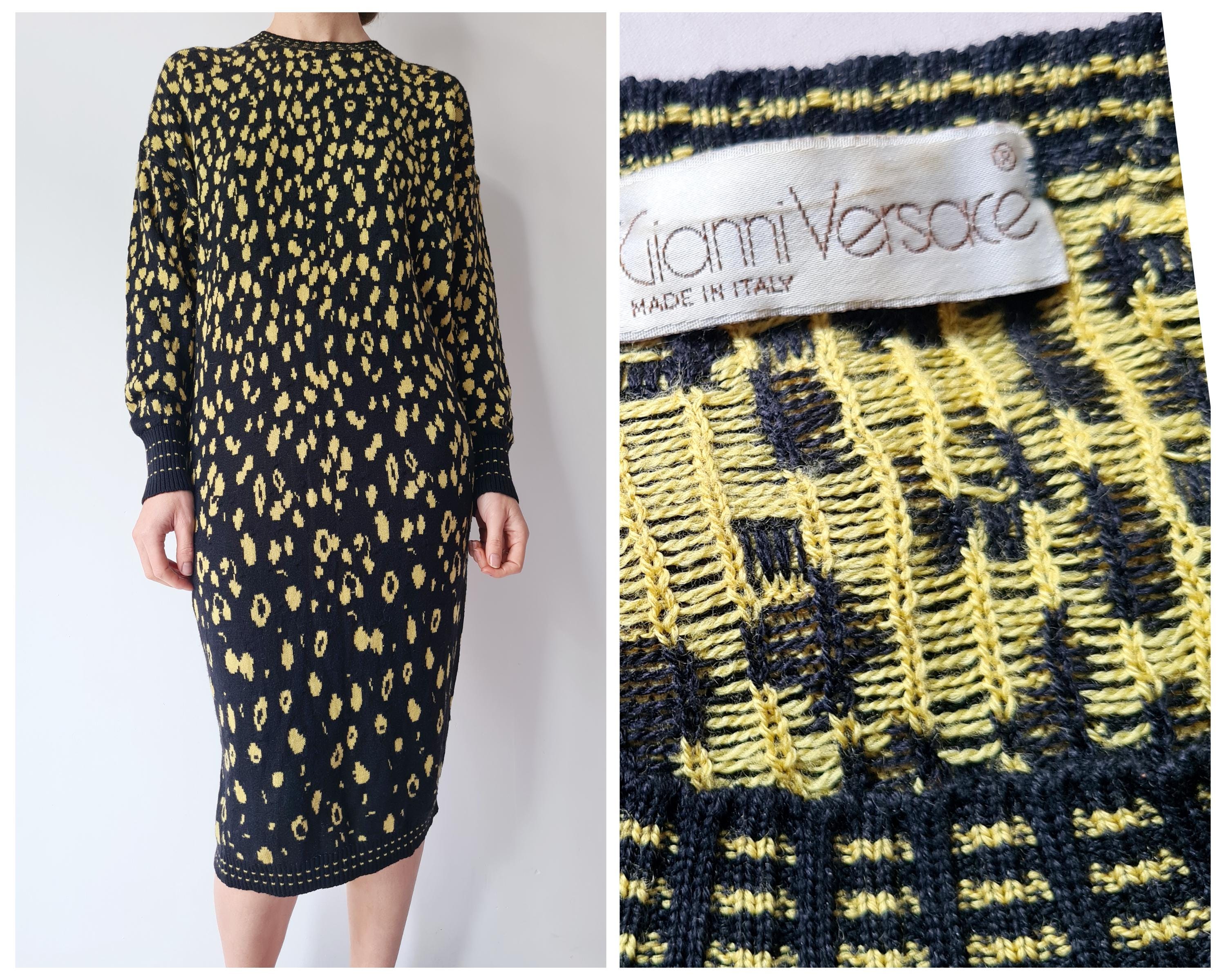 S Vintage Gianni Versace Leopard Knitted Dress - Etsy