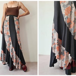 Jupe longue style patchwork des années 70