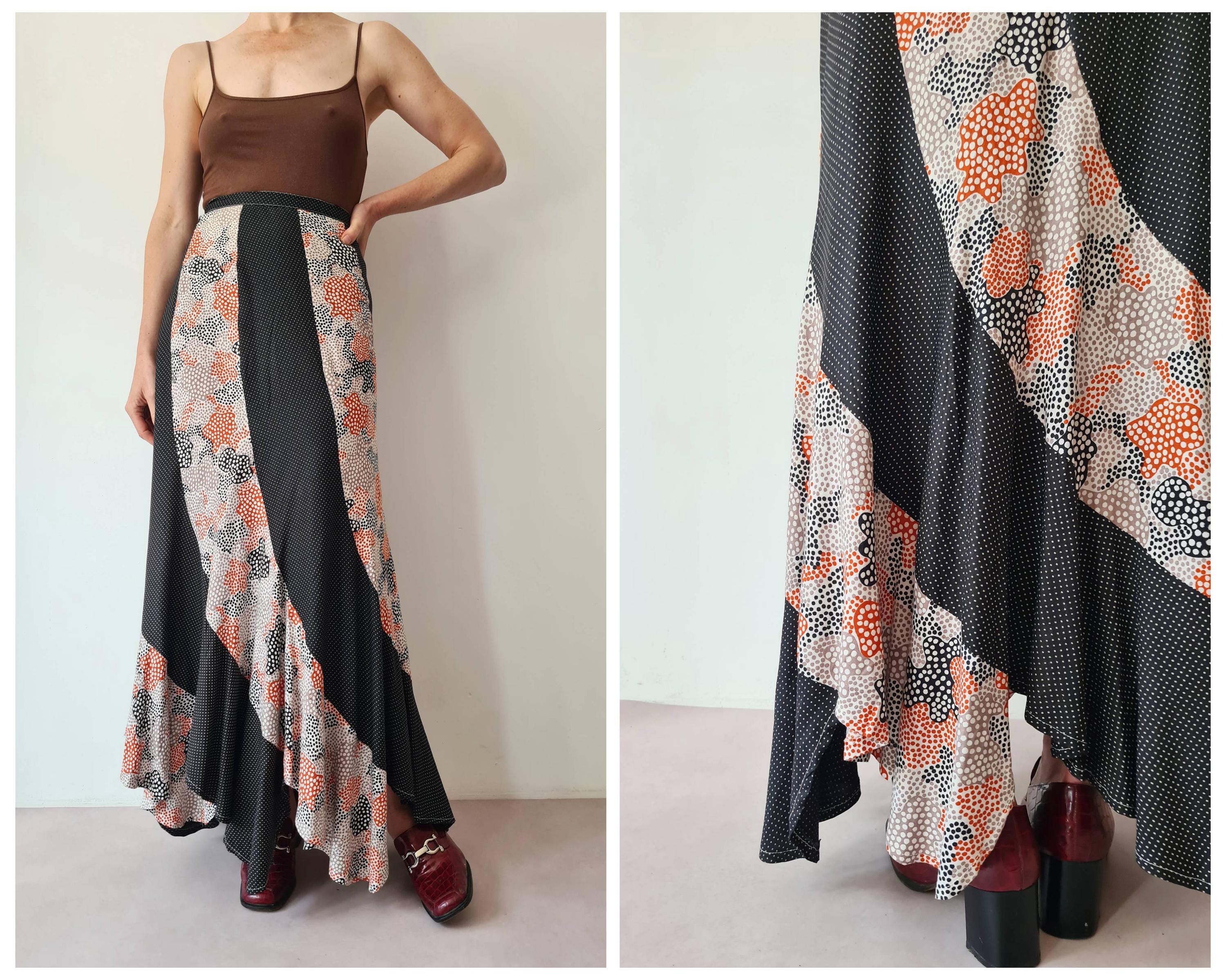 Xs Seventies Patchwork Style Maxi Skirt - Etsy