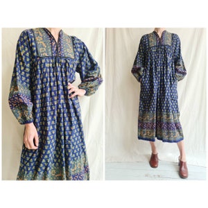 Vintage Indiase katoen deadstock seventies jurk s tot m