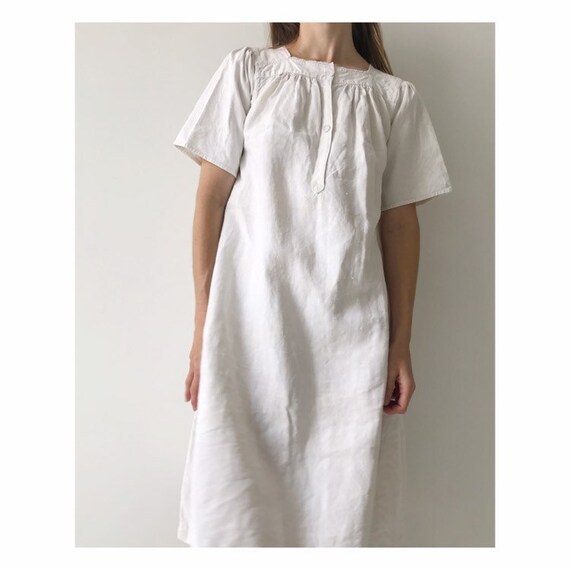 Vintage antique heavy woven cotton french night dr