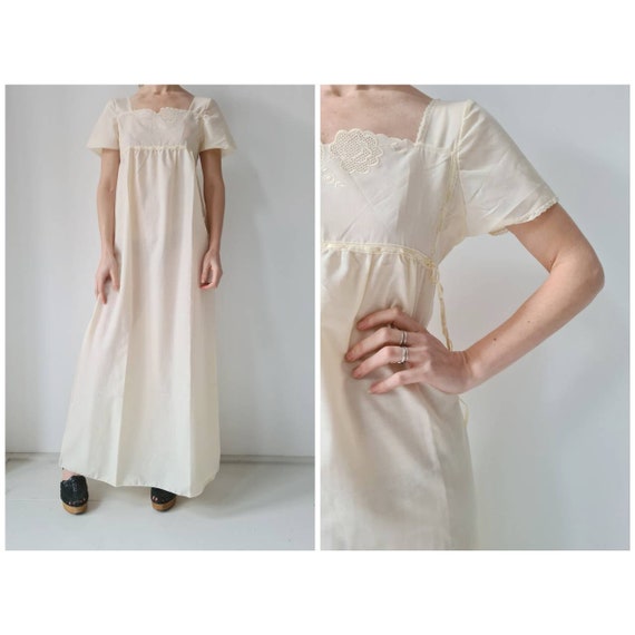 Vintage cotton blend maxi dress Nightgown S/M