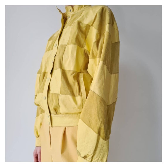 Vintage leather and suede patchwork pastel jacket