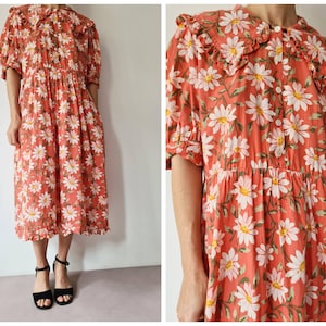 M/L VIntage floral cotton Laura Ashley 80ies midi dress