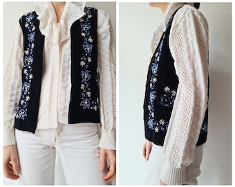 Vintage romanian handbeaded waistcoat folklore vest S