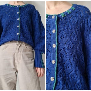 M L Vintage Tiroler Tyrolese wool embroidery folk cardigan knit