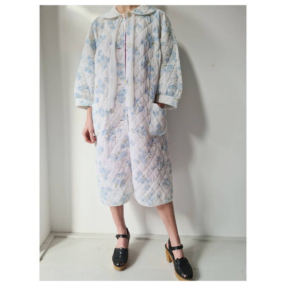 Vintage 60ies duster floral quilted housecoat robe