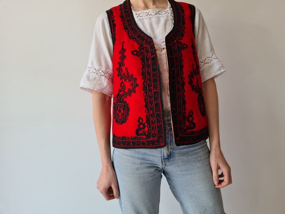 Vintage Romanian deadstock wool vest gilet waistc… - image 3