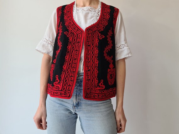Vintage romanian deadstock wool embroidery waistc… - image 6