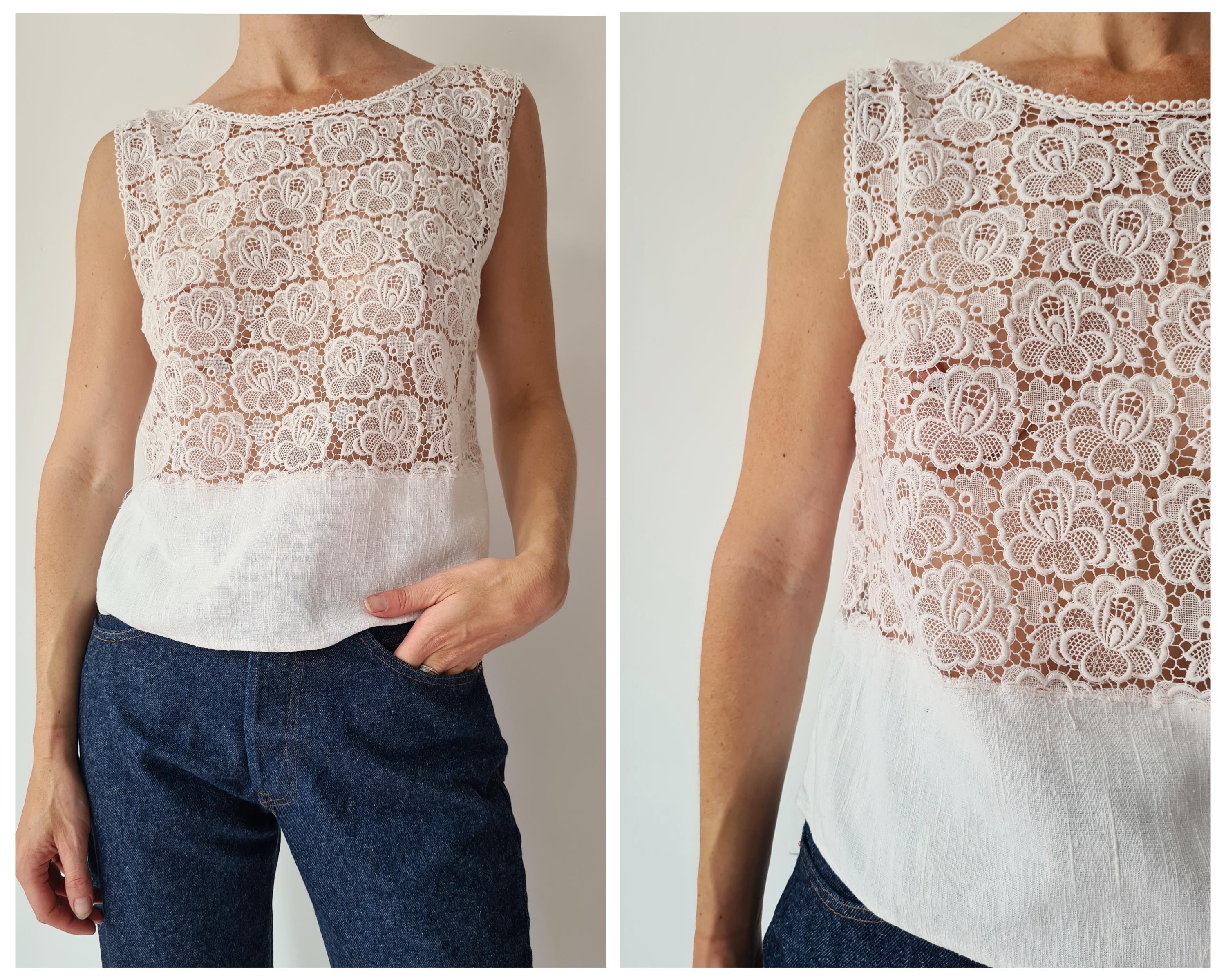 S/M Vintage lace Swiss made camisole top