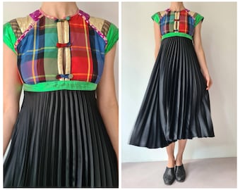 Abito plissettato patchwork Fiorucci Vintage XS