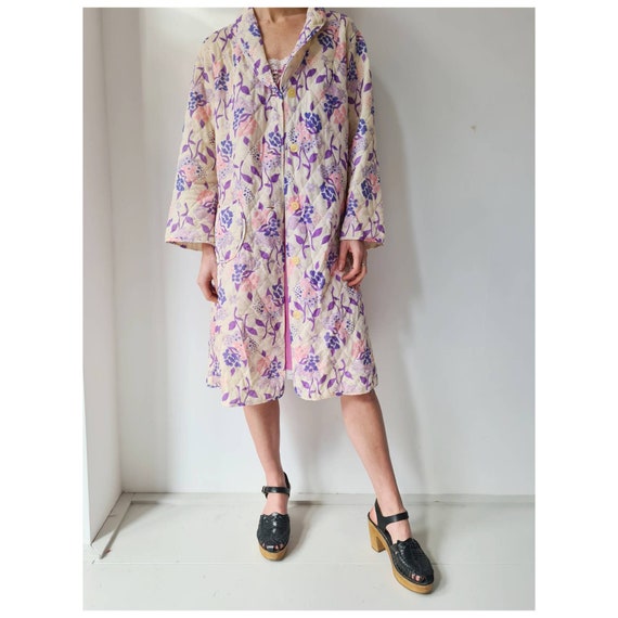 Vintage 60-ies floral quilted housecoat duster ro