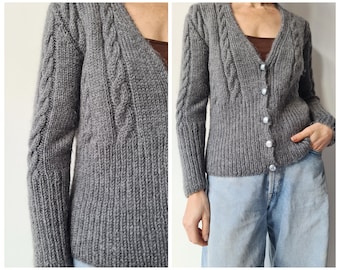 Vintage Mohair Cardigan: Navy Blue Lined Knit - Size 10 UK - Etsy