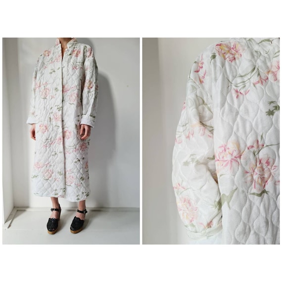Vintage 60-ies floral quilte housecoat duster rob