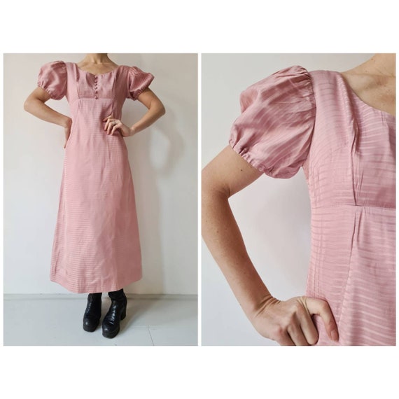 Pink puff sleeve maxi dress
