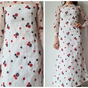 XS vintage sheer floral embroidery Maxi dress