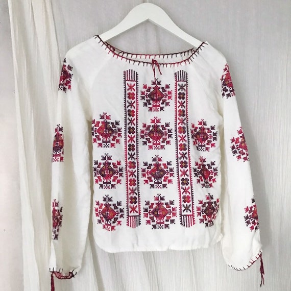 Vintage cotton mix woven seventies folklore embroi