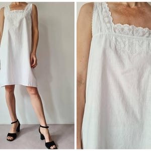 M Vintage antique French cotton nightgown broderie dress