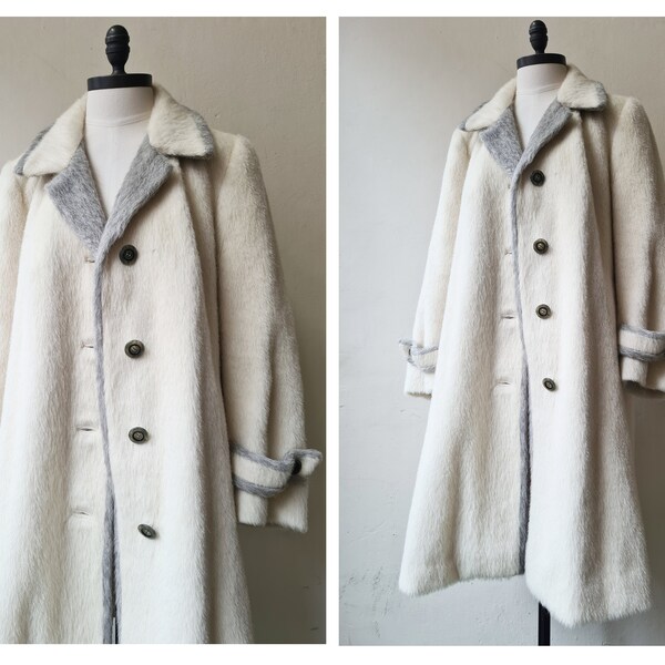 Vintage lama wool hair fluffy coat m l