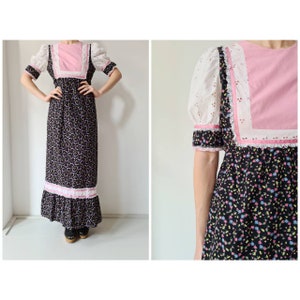 Vintage prairie cotton maxi peasant long dress S /m