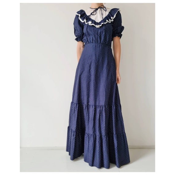 70ies polkadot prairie dress size xs